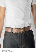 Load image into Gallery viewer, Solid Brass Leather Belt
