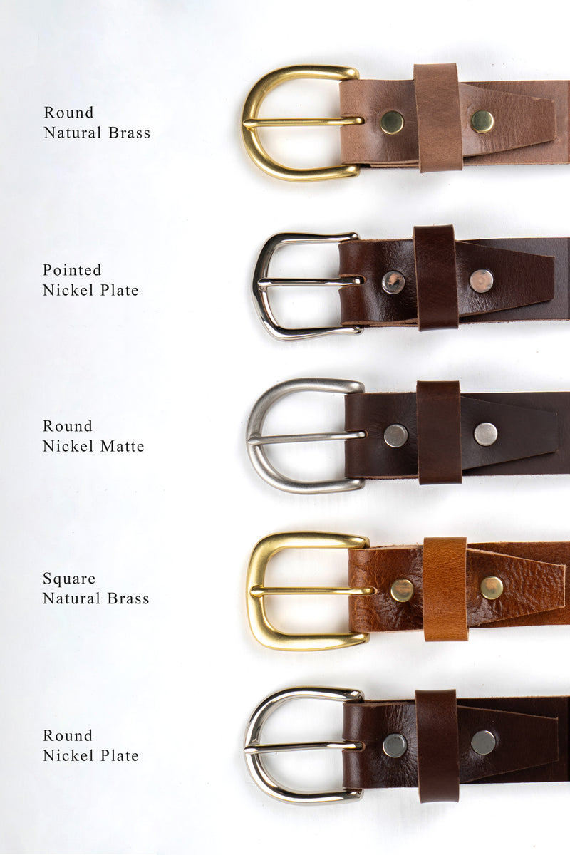 Solid Brass Leather Belt – Spare Jeans